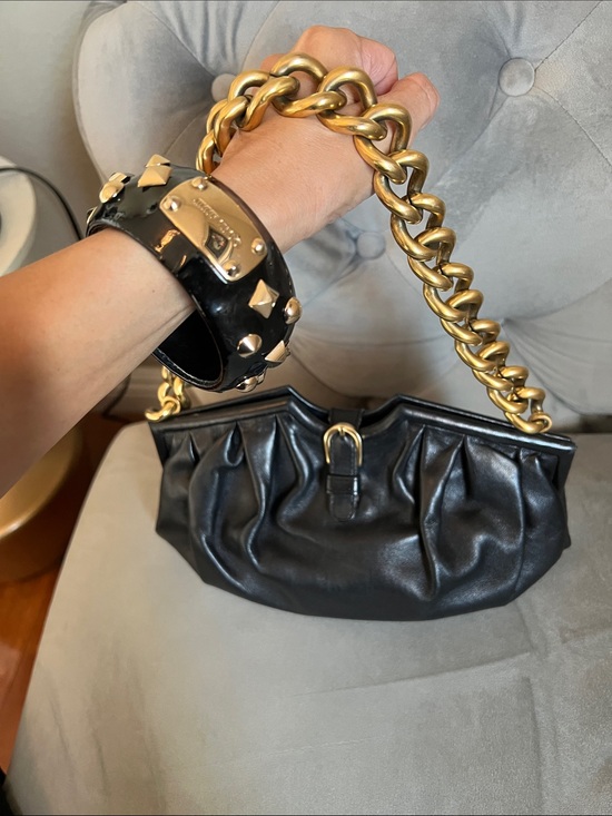 Jimmy Choo Handbags - Jimmy Choo Black Leather Shoulder Bag with Gold Chain Strap with bangle bracelet